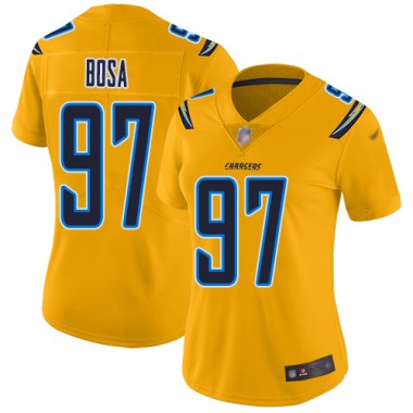 Los Angeles Chargers NFL Football Joey Bosa Gold Jersey Women Limited 97 Inverted Legend